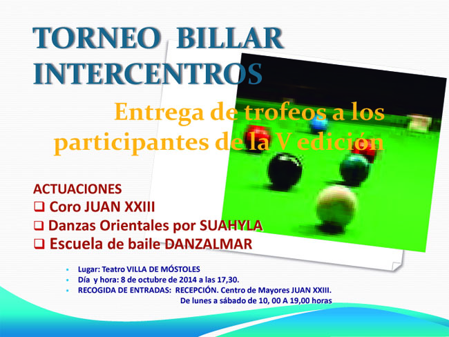 Cartel Billar Intercentros 2014