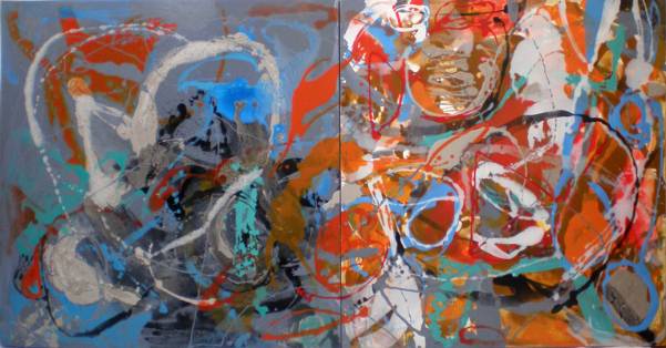 49- Díptico Abstracto III. 100 x 200 cm. Mixta sobre tabla. 2015.