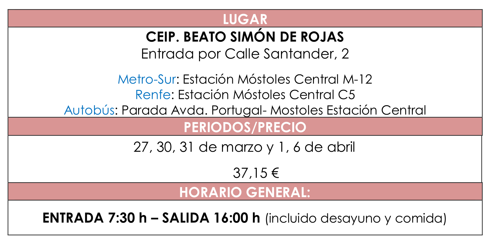 COLONIAS URBANAS CONCILIAMÓS Semana Santa 2026