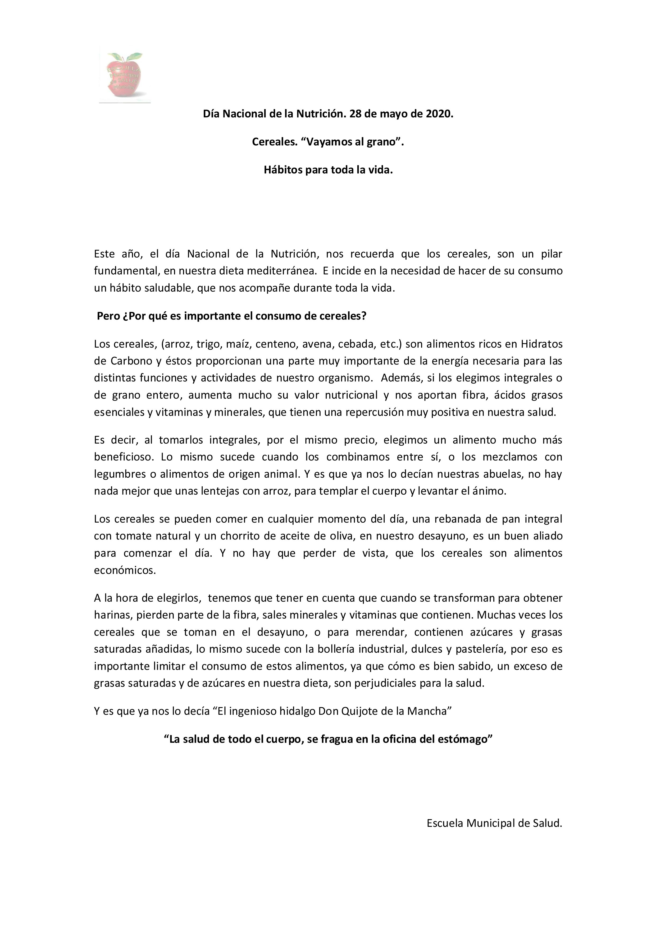 Día Nacional Nutrición 2020 Móstoles