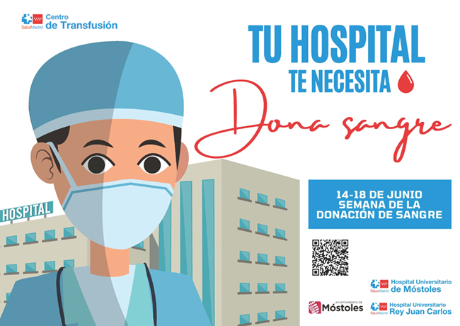 Cartel Semana de la donación de sangre_ Tu hospital te necesita_Ayto Móstoles p