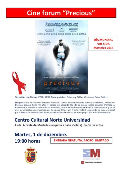 Cartel Cine Día Mundial VIH-SIDA Móstoles 2015