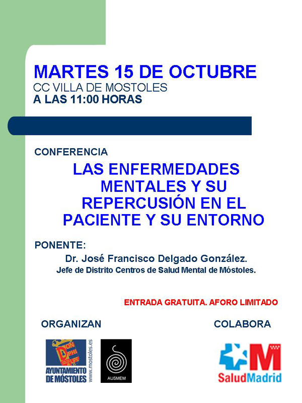 Cartel Conferencia Salud Mental dia 15 de Octubre 13
