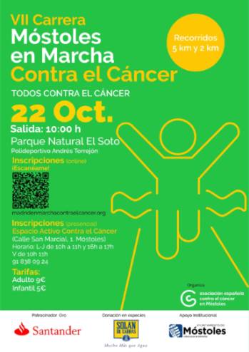 Cartel VII Carrera Móstoles en Marcha Contra El Cancer