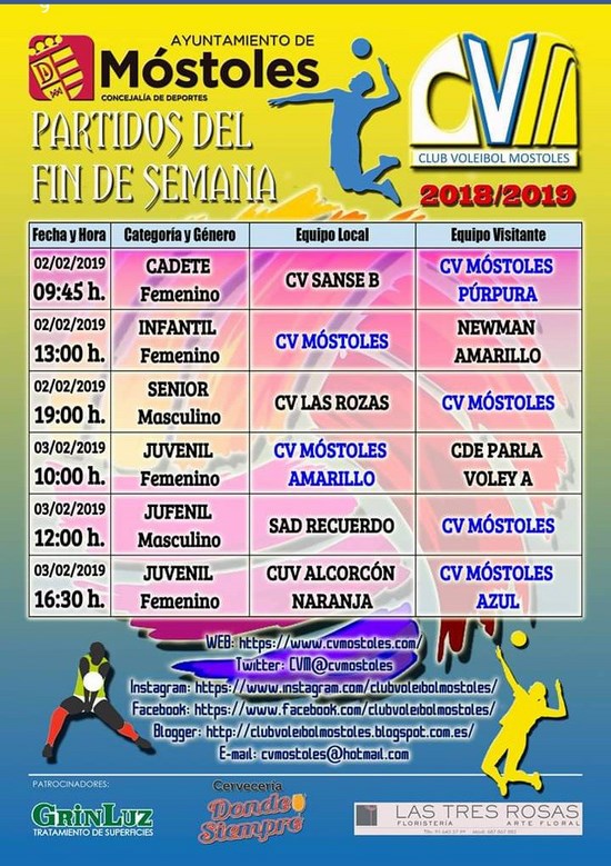 Partidos del Club Voleibol Móstoles este fin de semana