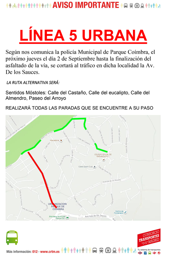 Plan de Asfaltado en Parque Coimbra Modificación Línea 5 Urbana p