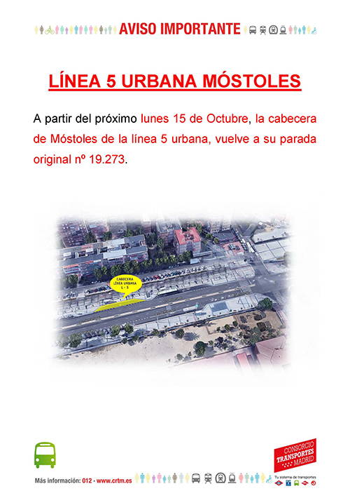 Cambio de cabecera L-5 a partir del 15 de Octubre 2018p