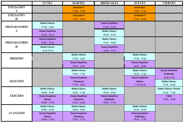 Horarios Escuela de Danza 2012-2013