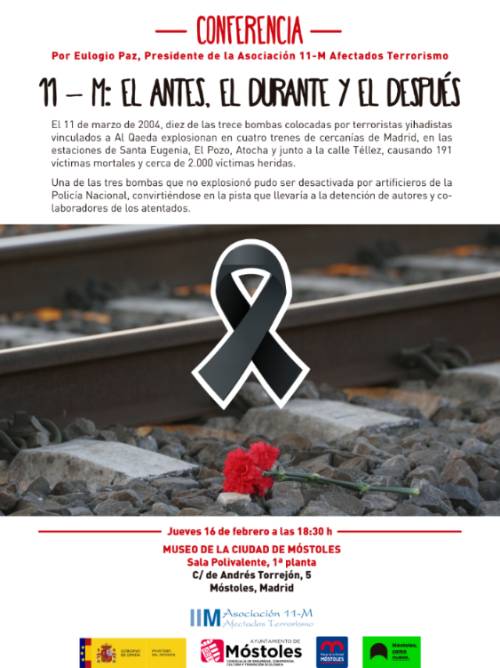Cartel Conferencia 11M en Móstoles