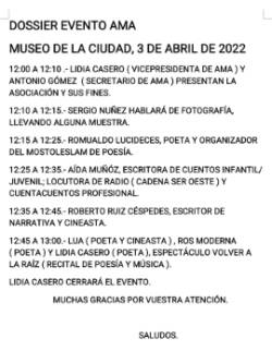 Programa acto AMA 3 de abril Museo