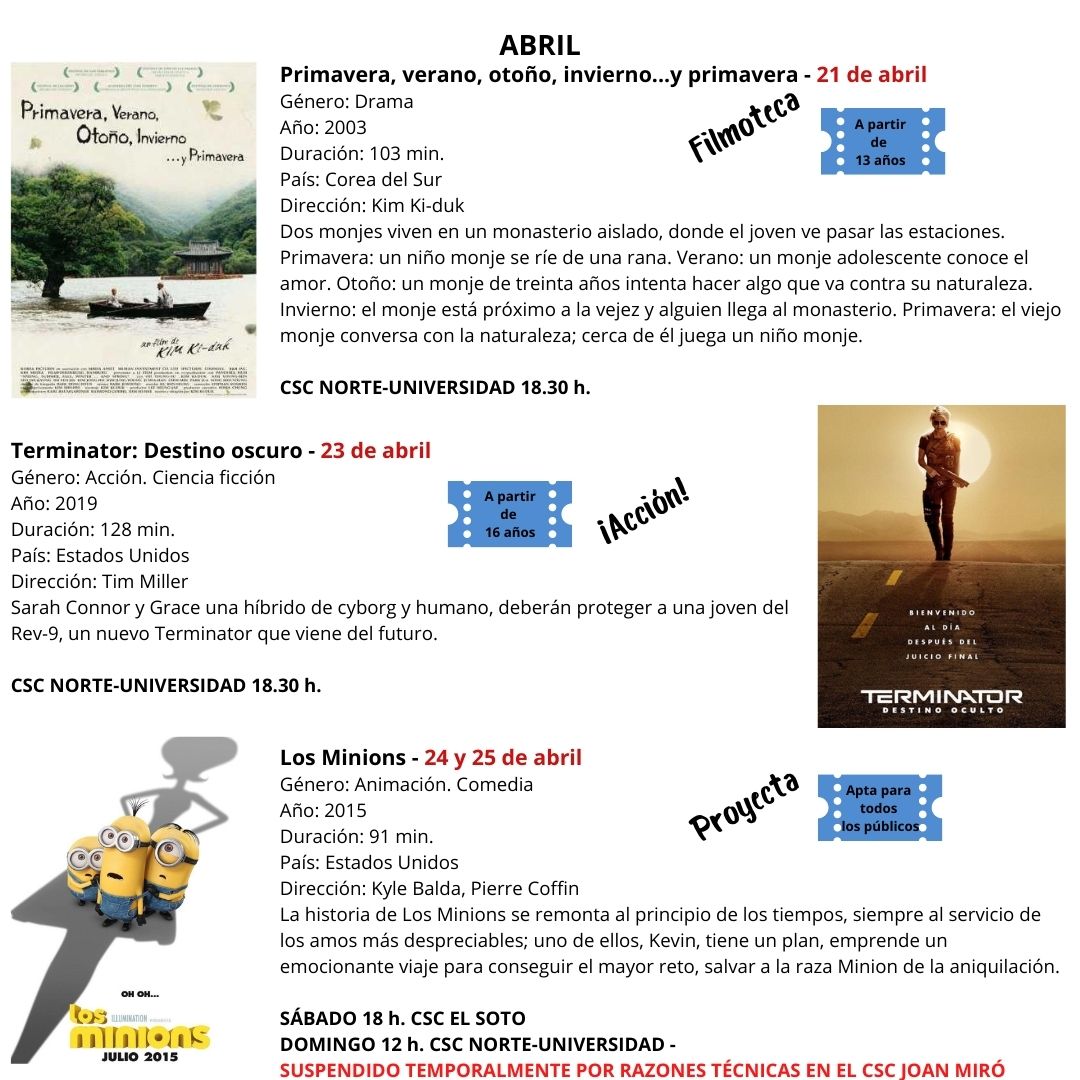 CARTEL CINE + CINE SEMANA 21-25 ABRIL