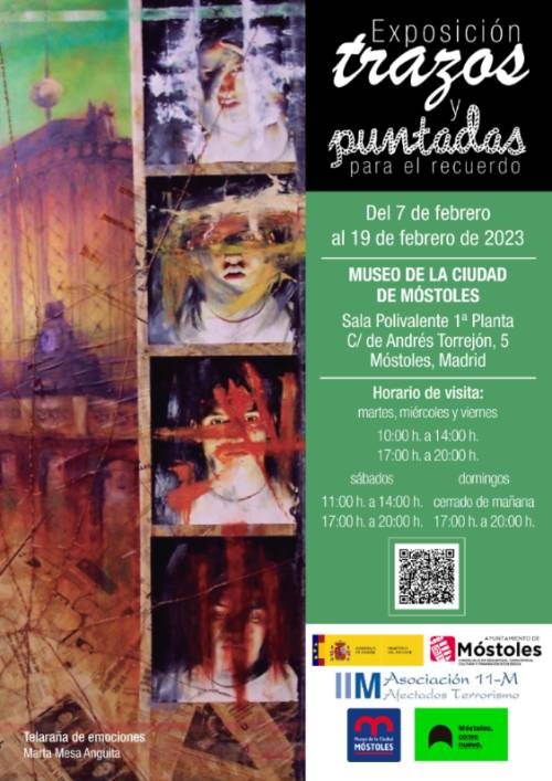 Cartel Exposición Trazos y Puntadas para el Recuerdo en MÓSTOLES