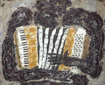 Acordeonista - Eleanor Rigby. Exposición Historias pintadas. Jorge Ortuño. Museo Ciudad