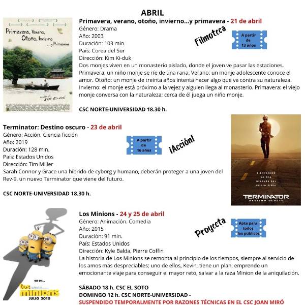 CARTEL CINE + CINE SEMANA 21-25 ABRIL