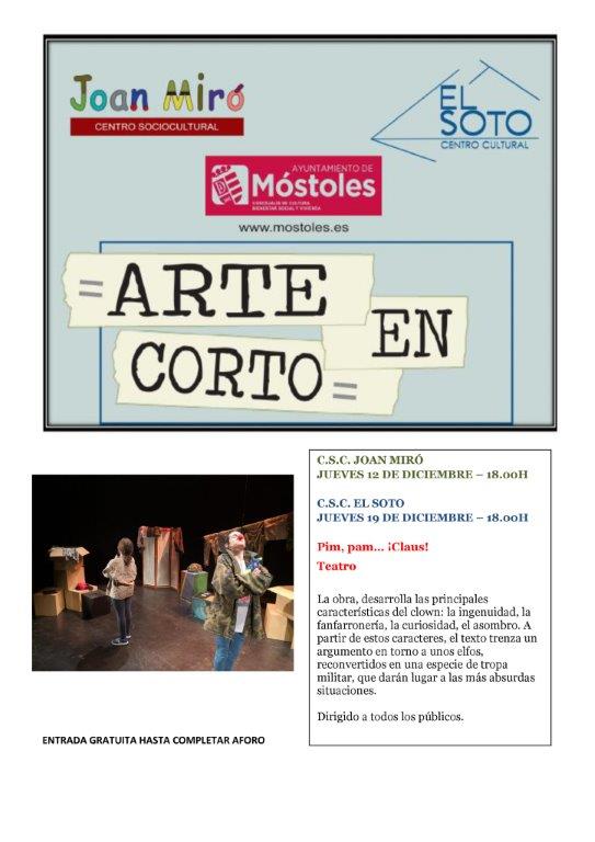 Cartel Arte en Corto diciembre 2019