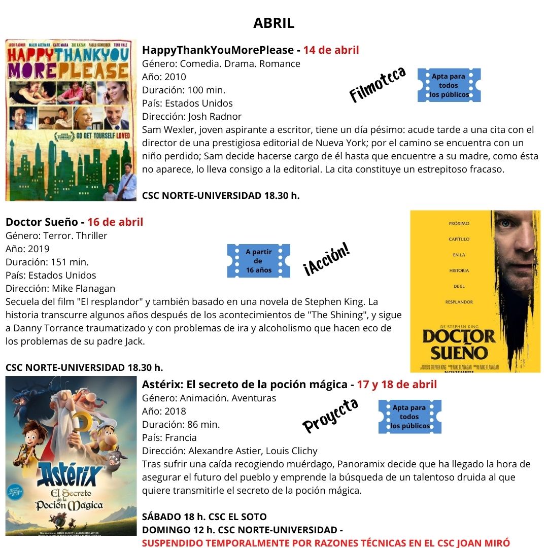 CARTEL CINE + CINE SEMANA 14-18 ABRIL