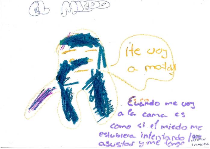 2.M. El miedo, dibujo realizado por una niña de 9 años.