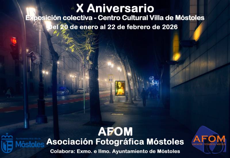 Cartel exposición X aniversario AFOM