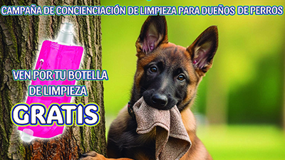 destacada Cartel campaña botella de limpieza perros Móstoles