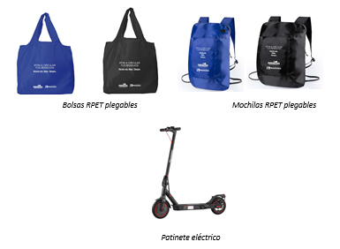 Bolsas, mochilas y un patinete electrico