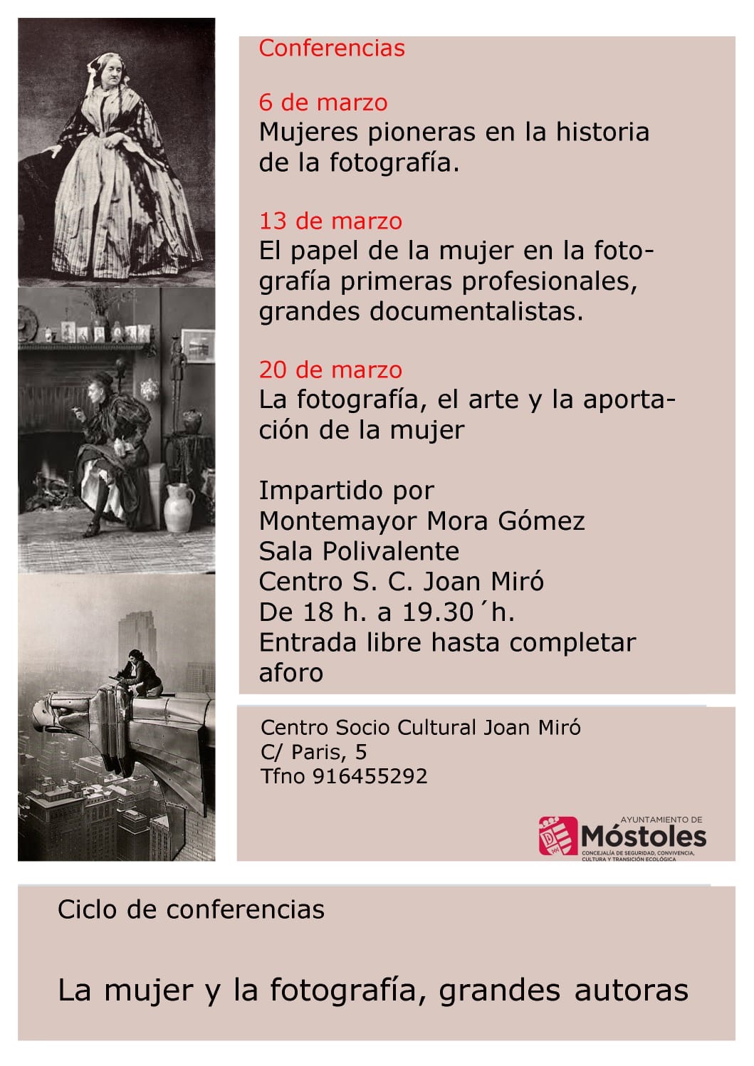 CARTEL CICLO CONFERENCIAS_ LA MUJER Y LA FOTOGRAFÍA_C.S.C. JOAN MIRÓ