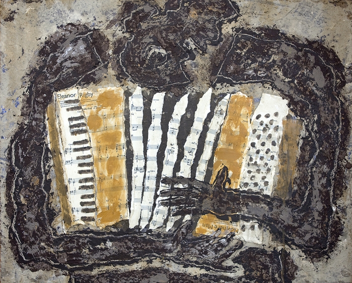 Acordeonista - Eleanor Rigby. Exposición Historias pintadas. Jorge Ortuño. Museo Ciudad