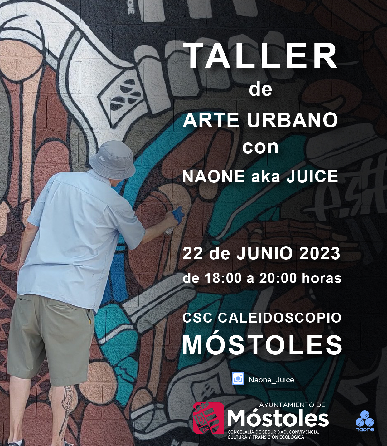 Cartel Taller Arte urbano Naone Caleidoscopio_22 Junio