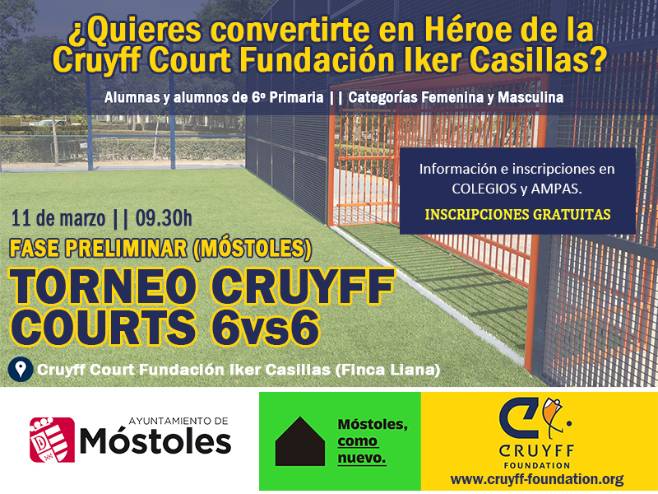 Móstoles acogerá el 11 de marzo el torneo escolar de fútbol “Cruyff Court 6vs6”