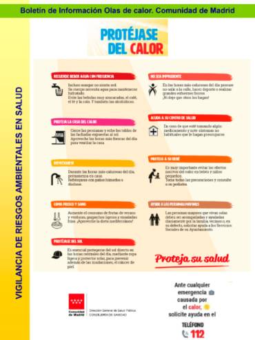 El Ayuntamiento de Móstoles pide a la población que extreme las precauciones ante la alerta por ola de calor