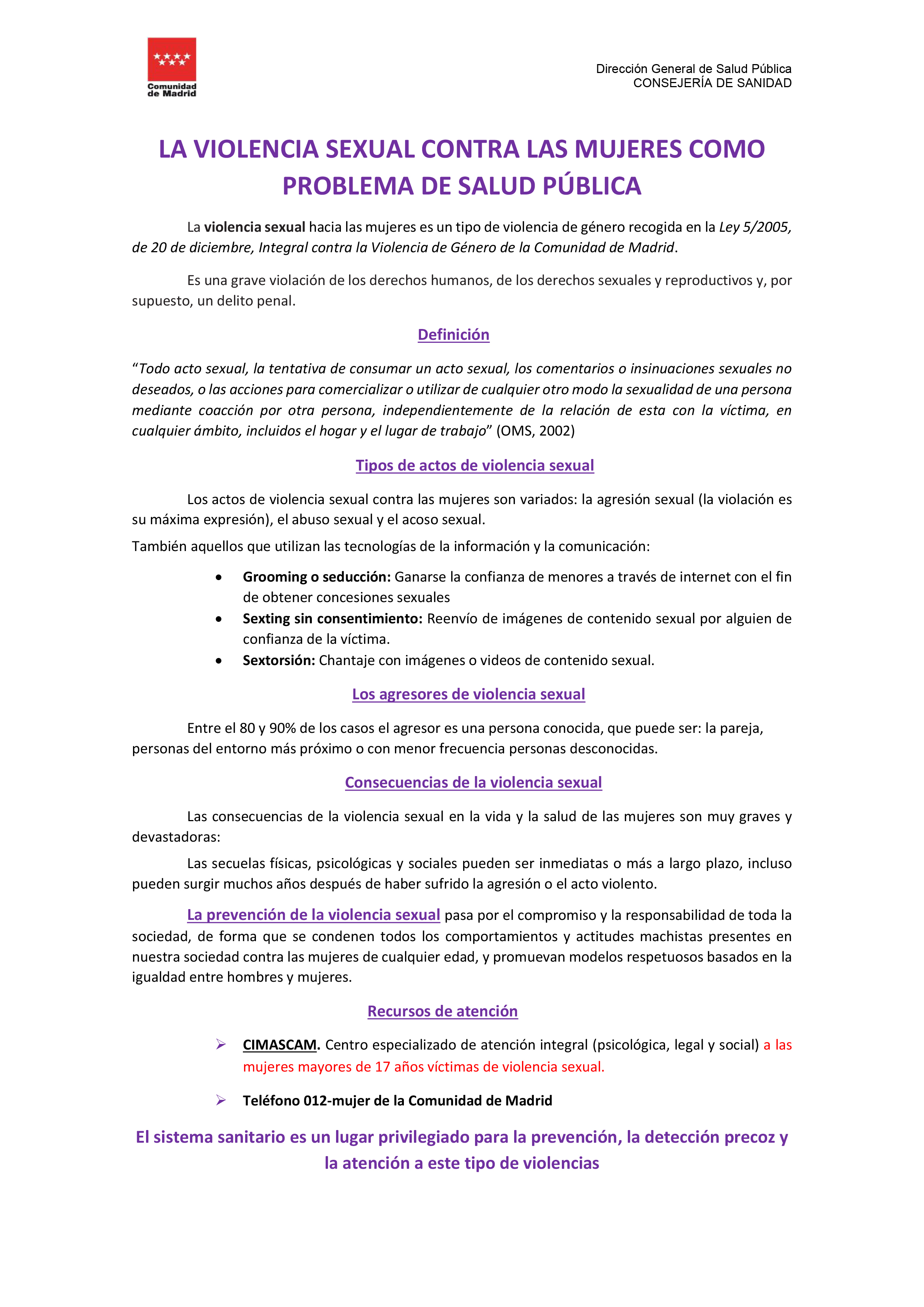 La Violencia Sexual contra las Mujeres como Problema de Salud Pública 2019 p