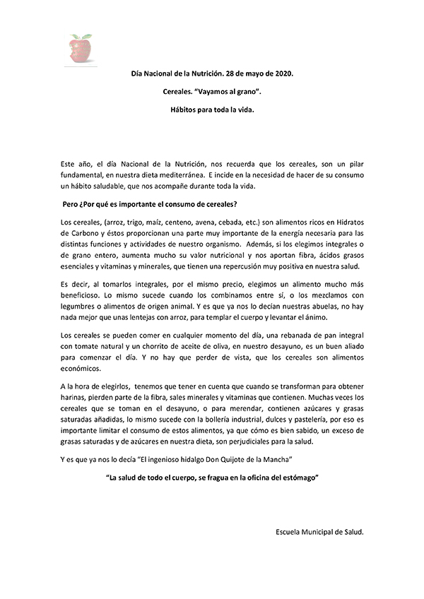 Día Nacional Nutrición 2020 Móstoles