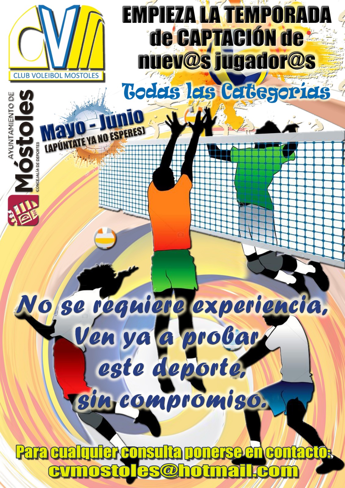 Campaña de captación de nuevos jugadores del Club Voleibol Móstolesp