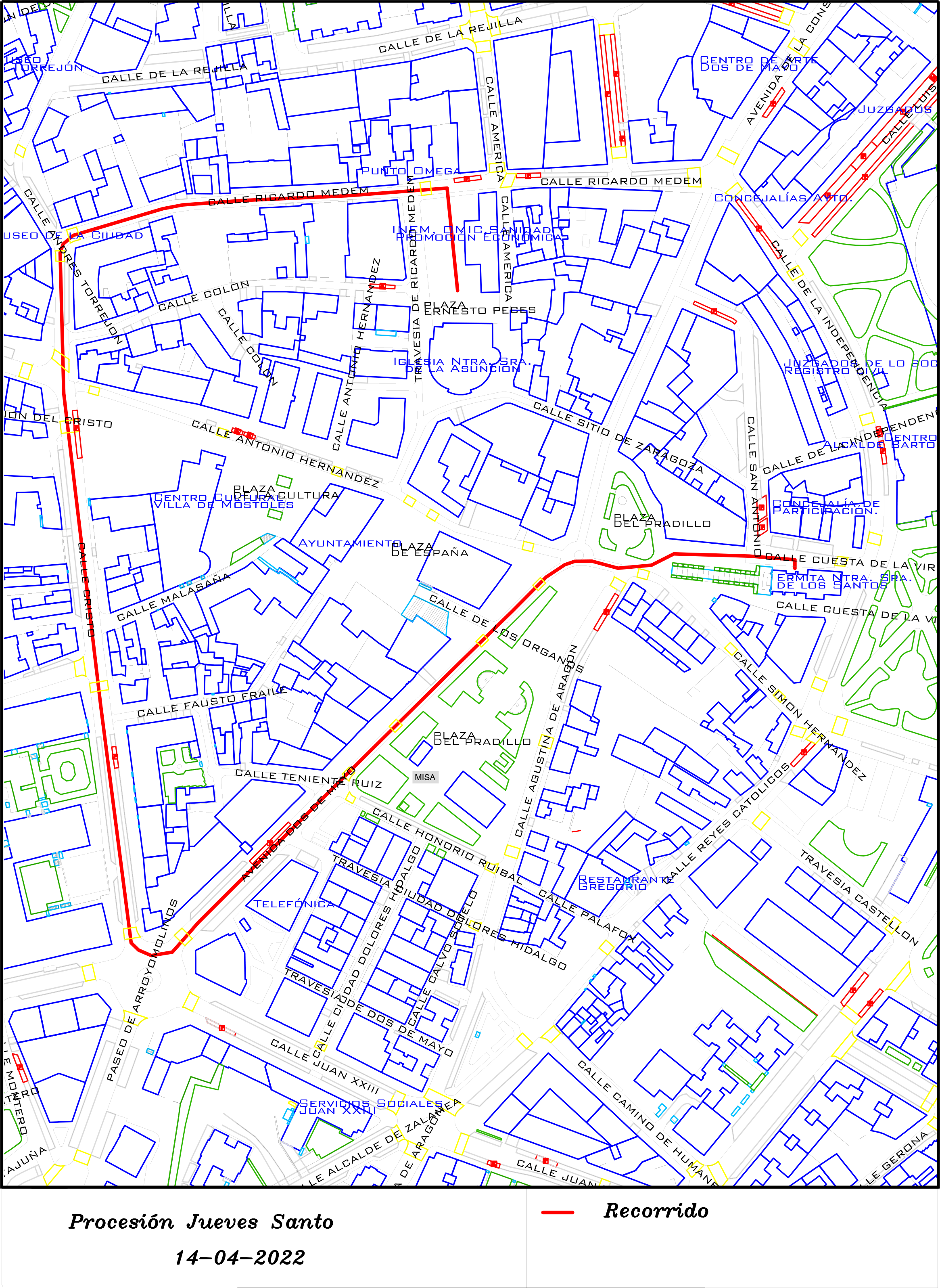 14 abril 2022 - Recorrido Procesión Jueves Santo