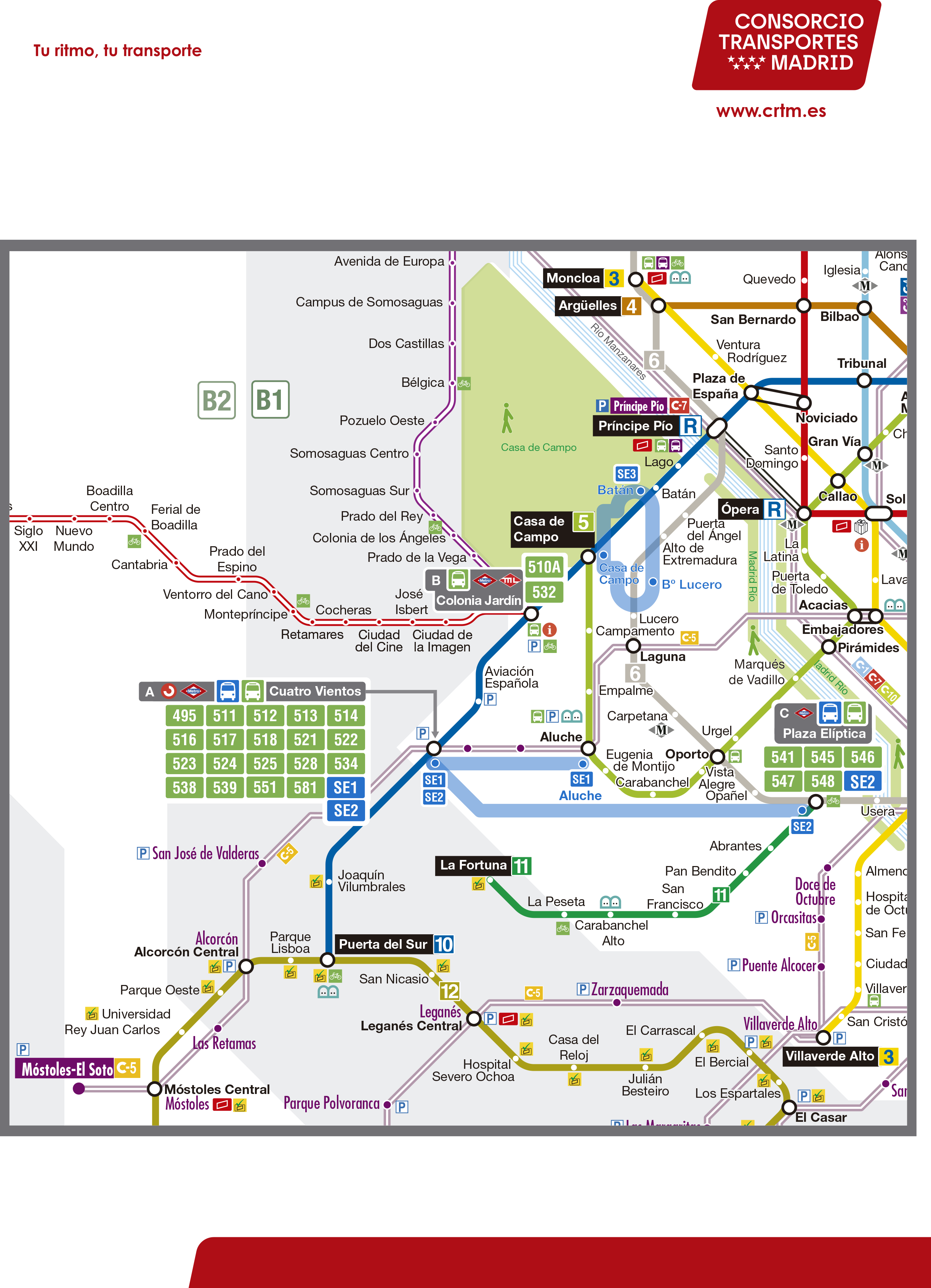 Plano consorcio de transporte comunidad de Madrid p