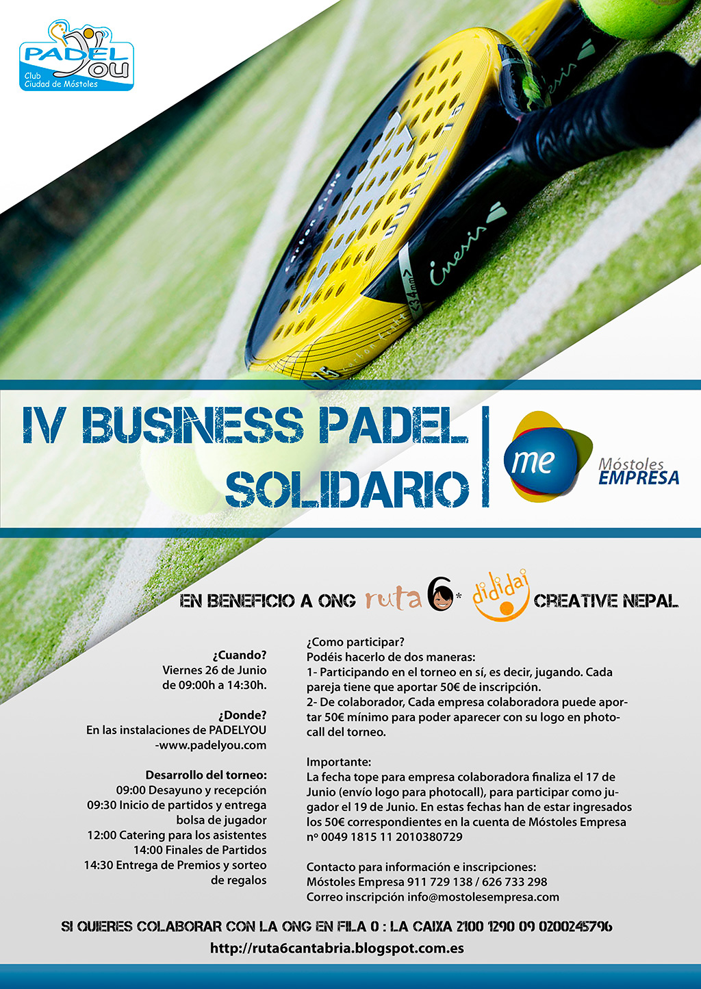 cartel padel solidario