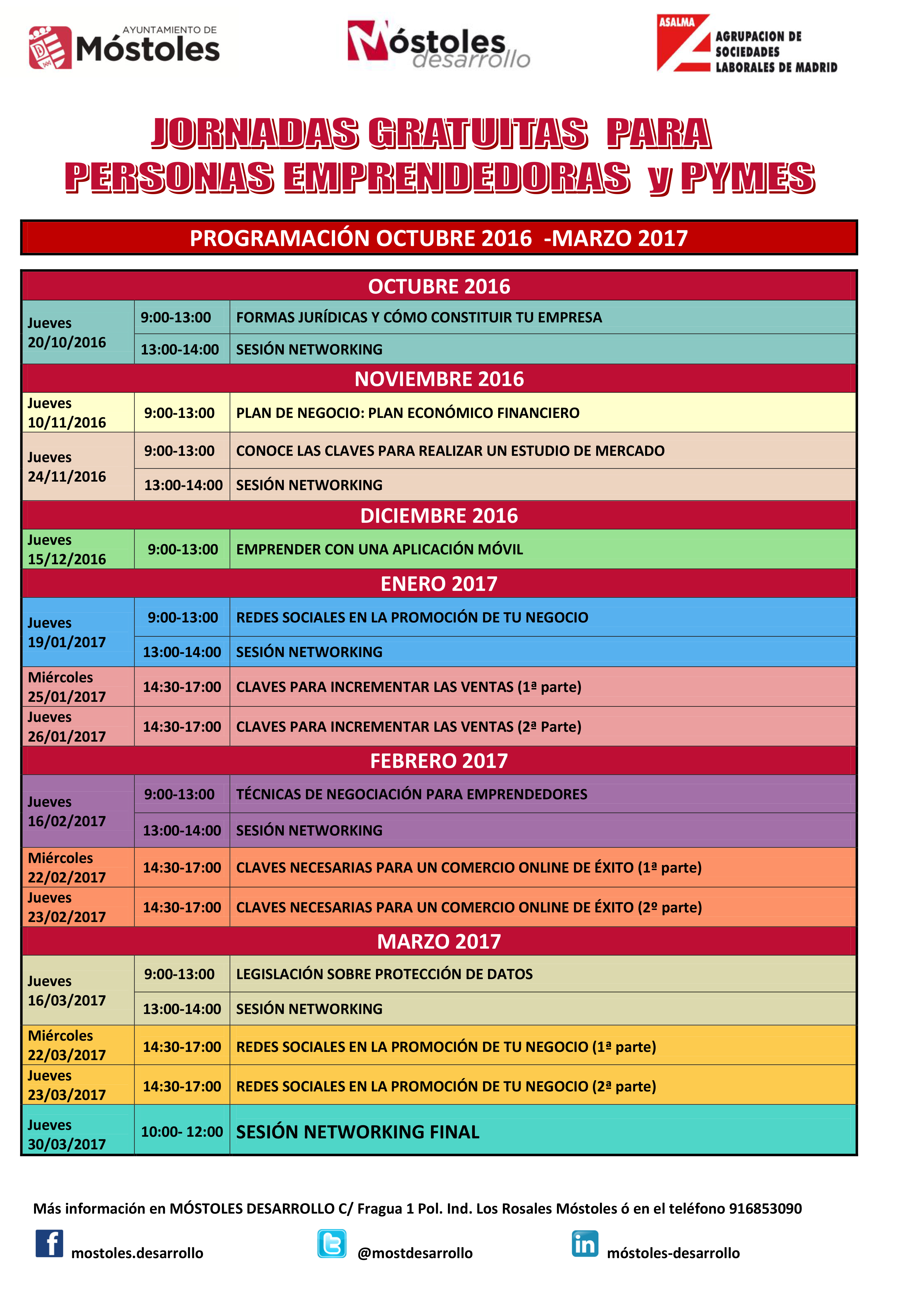 CARTEL CALENDARIO FORMACION EMPRENDEDORES