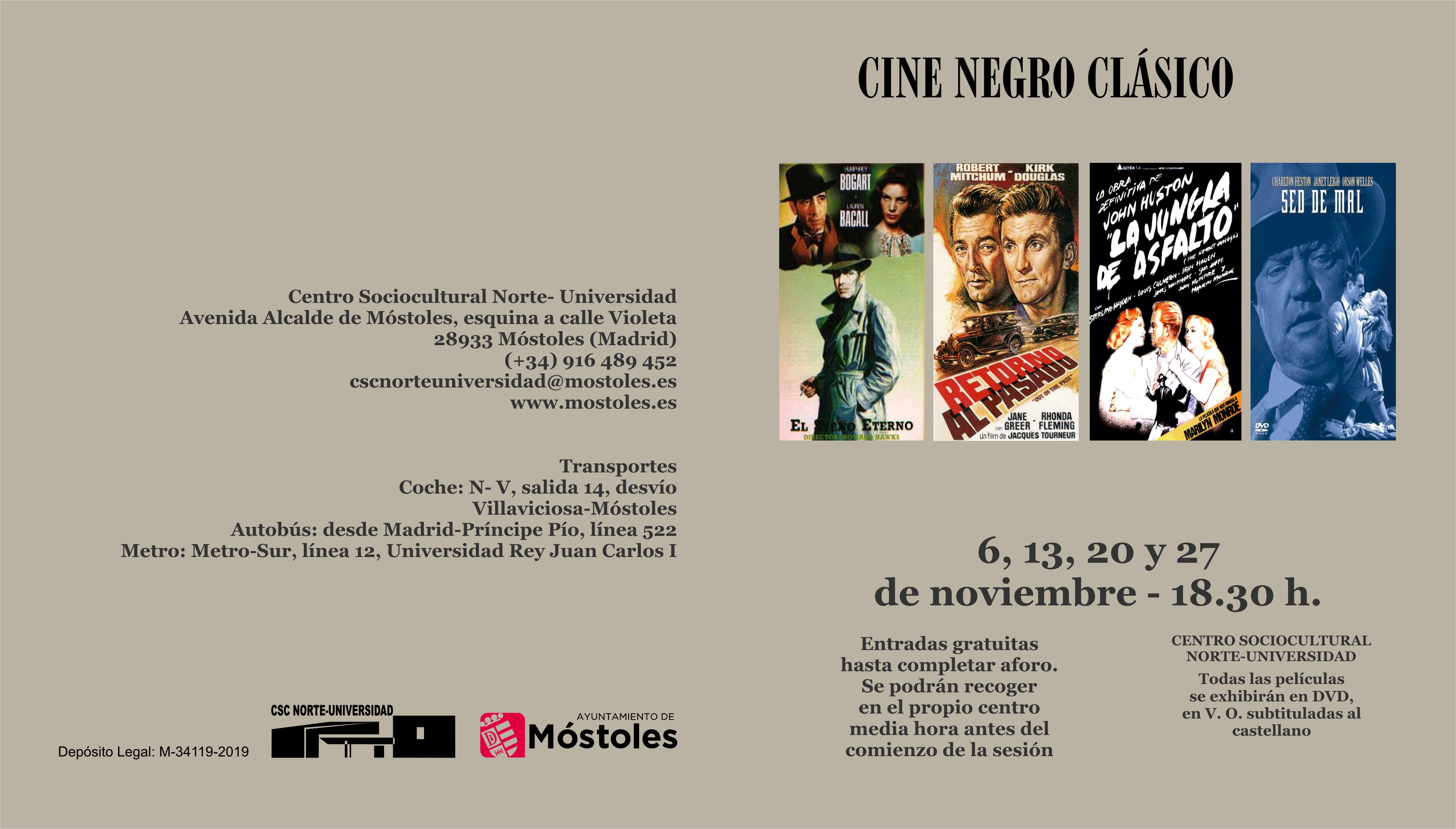 Ciclo cine clásico negro noviembre 2019