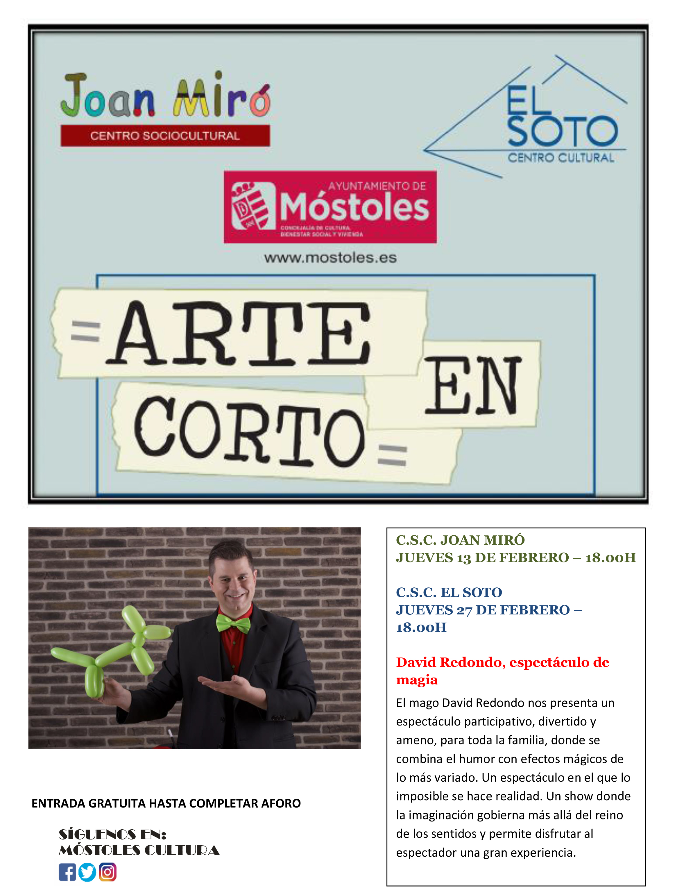 Cartel Arte en Corto febrero 2020