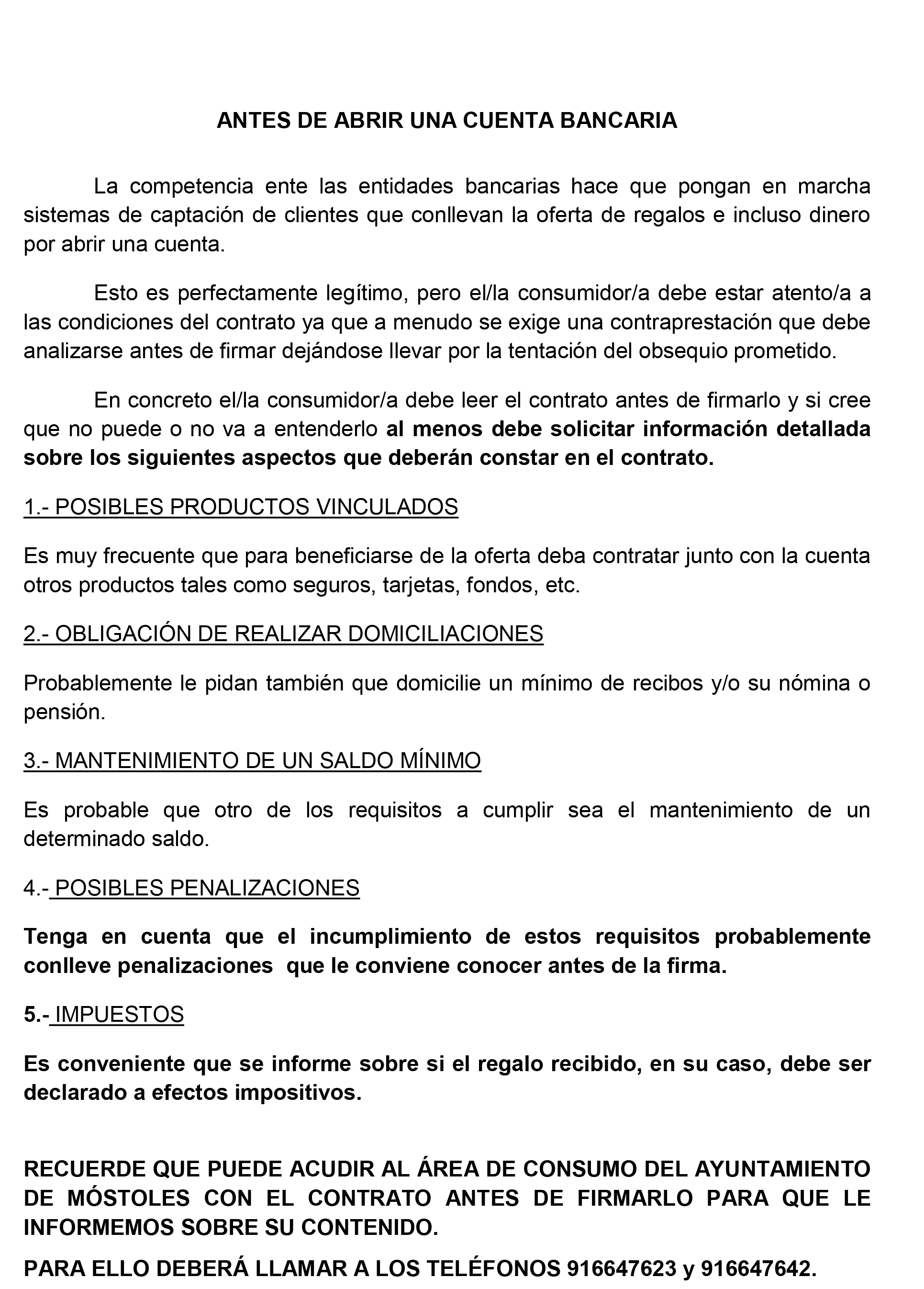 Antes de Abrir una Cuenta Bancaria - Información p