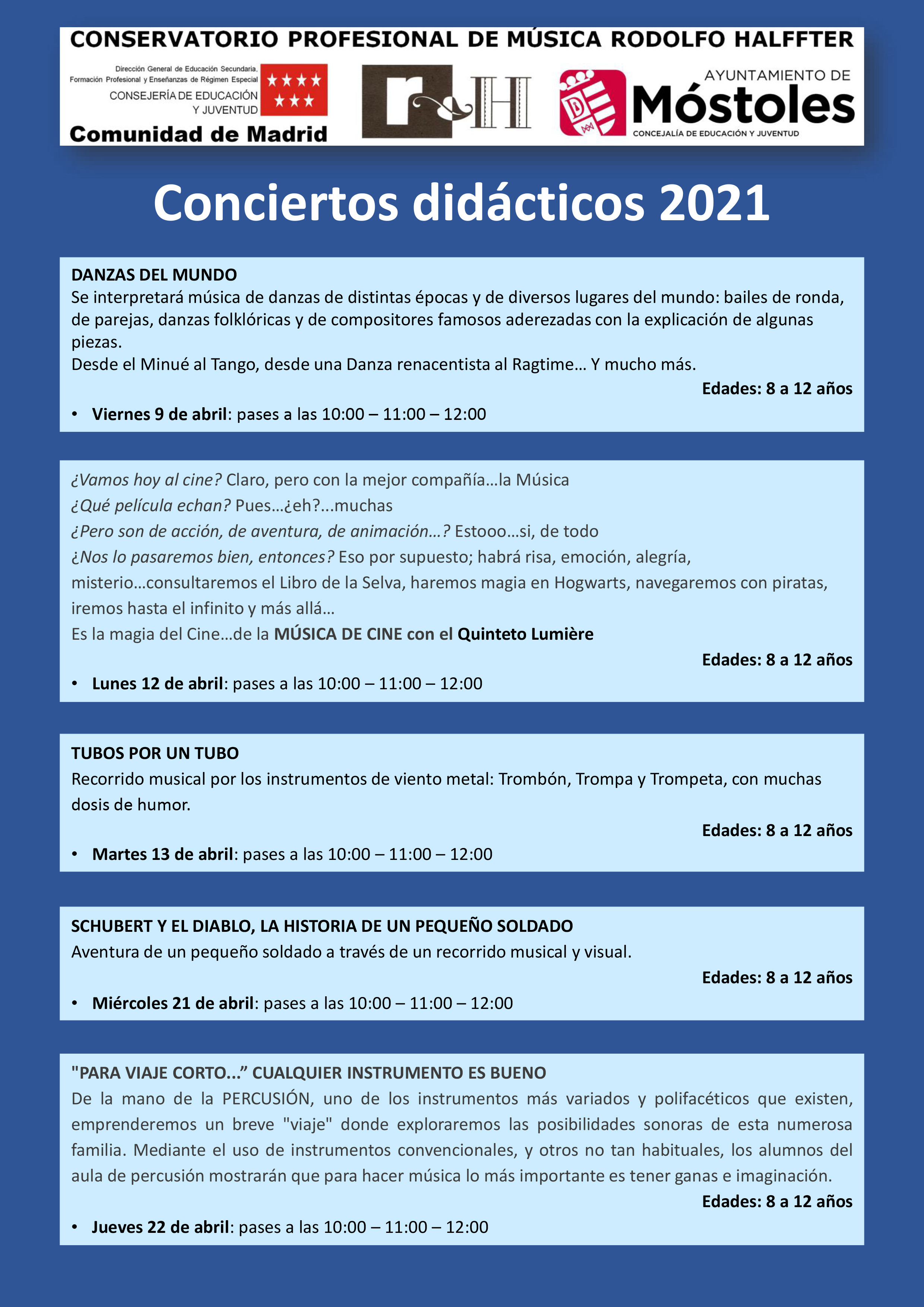Conciertos didácticos en el Conservatorio 2021P