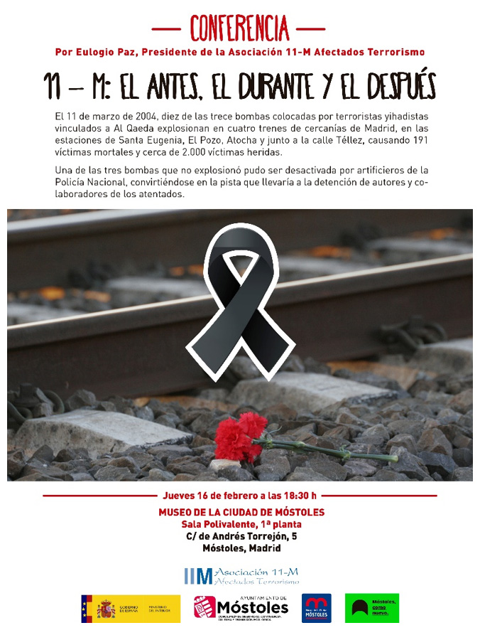 Cartel Conferencia 11M en Móstoles